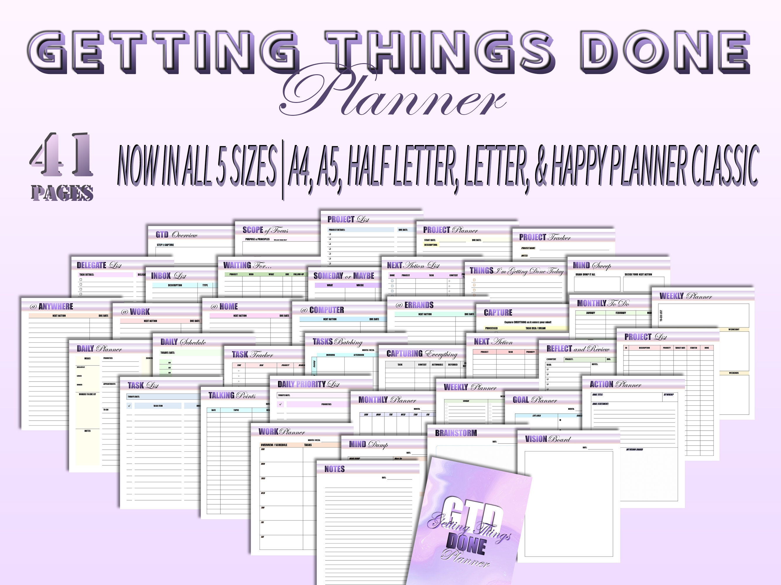 Getting Things Done Planner GTD Daily Tasks Manager Productivity