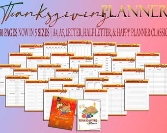 Thanksgiving Planer Druckbares Urlaubsplaner Digital Download Geschenkmenü Türkei Tag Binder Classic Happy PDF Einlagen A4 A5 Buchstabe Halb