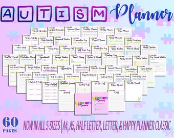 Ultimate Autism Therapy Planner ADD Aspergers Printable School Digital Download Anxiety Life Organizer Classic Happy PDF Insert A4 A5 Letter