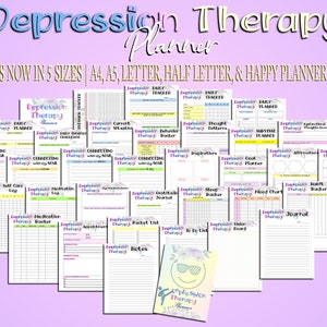 Depression Therapy Journal Mood Tracker Anxiety Planner Printable Mental Health Digital Download PTSD Social Classic Happy A4 A5 Letter