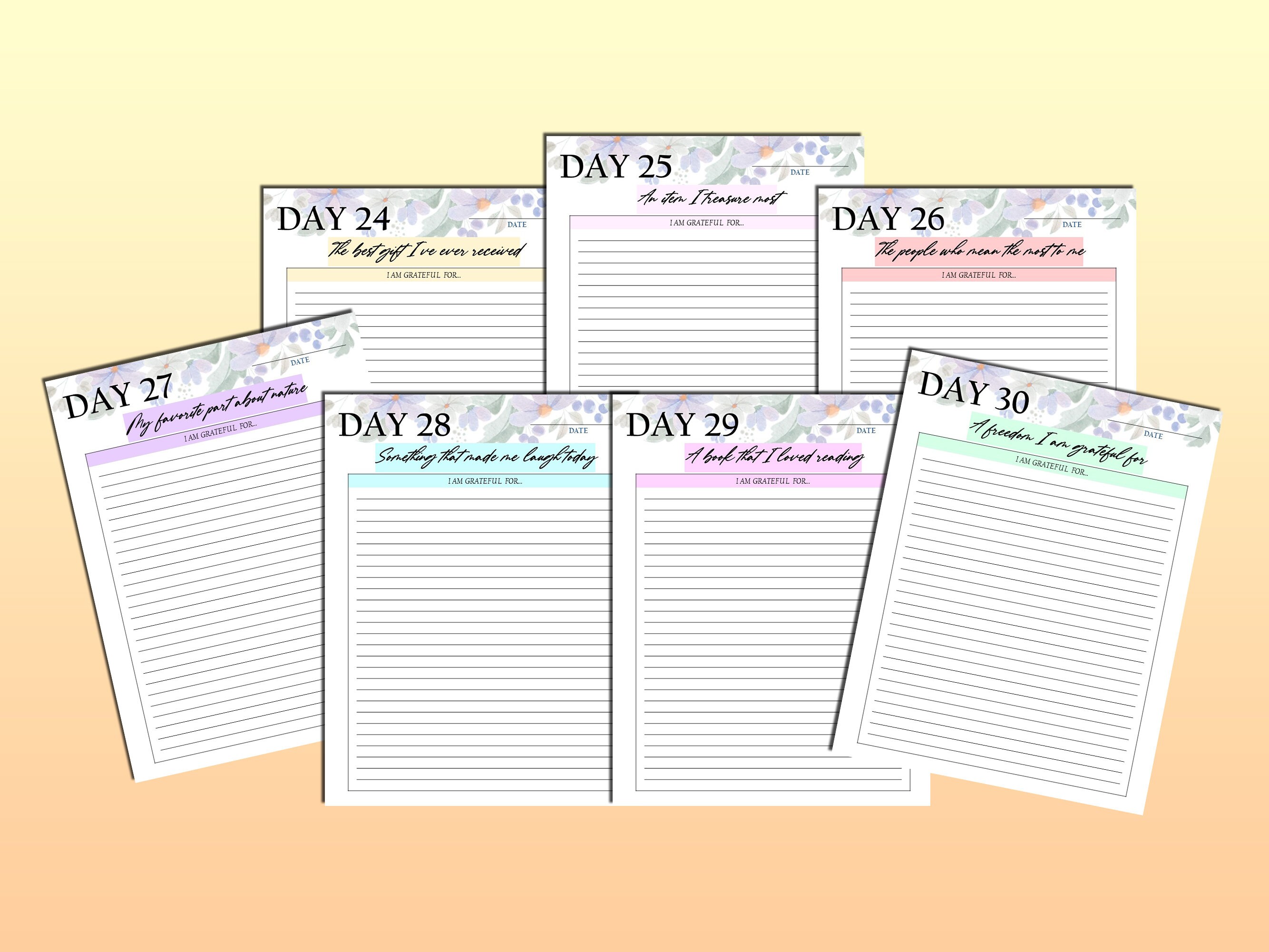 30 Day Gratitude Journal Printable Grateful Planner Mindfulness Digital ...