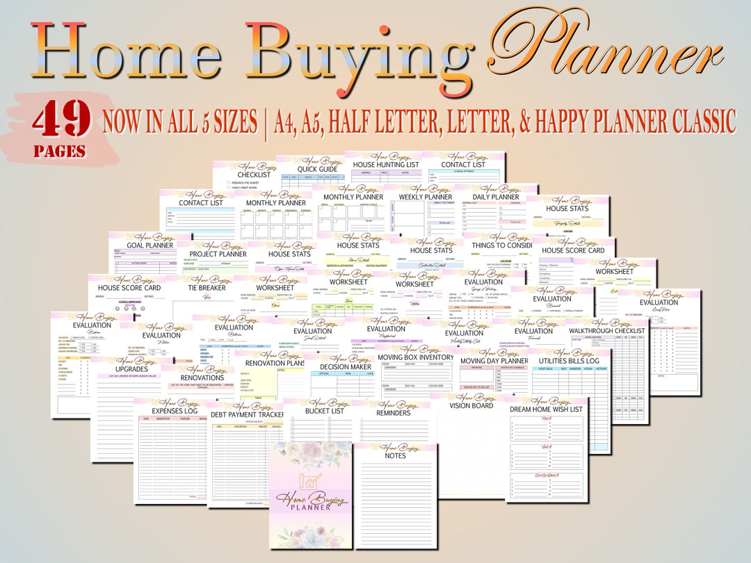 House Hunting Planner Home Buying Checklist Property Printable Project ...