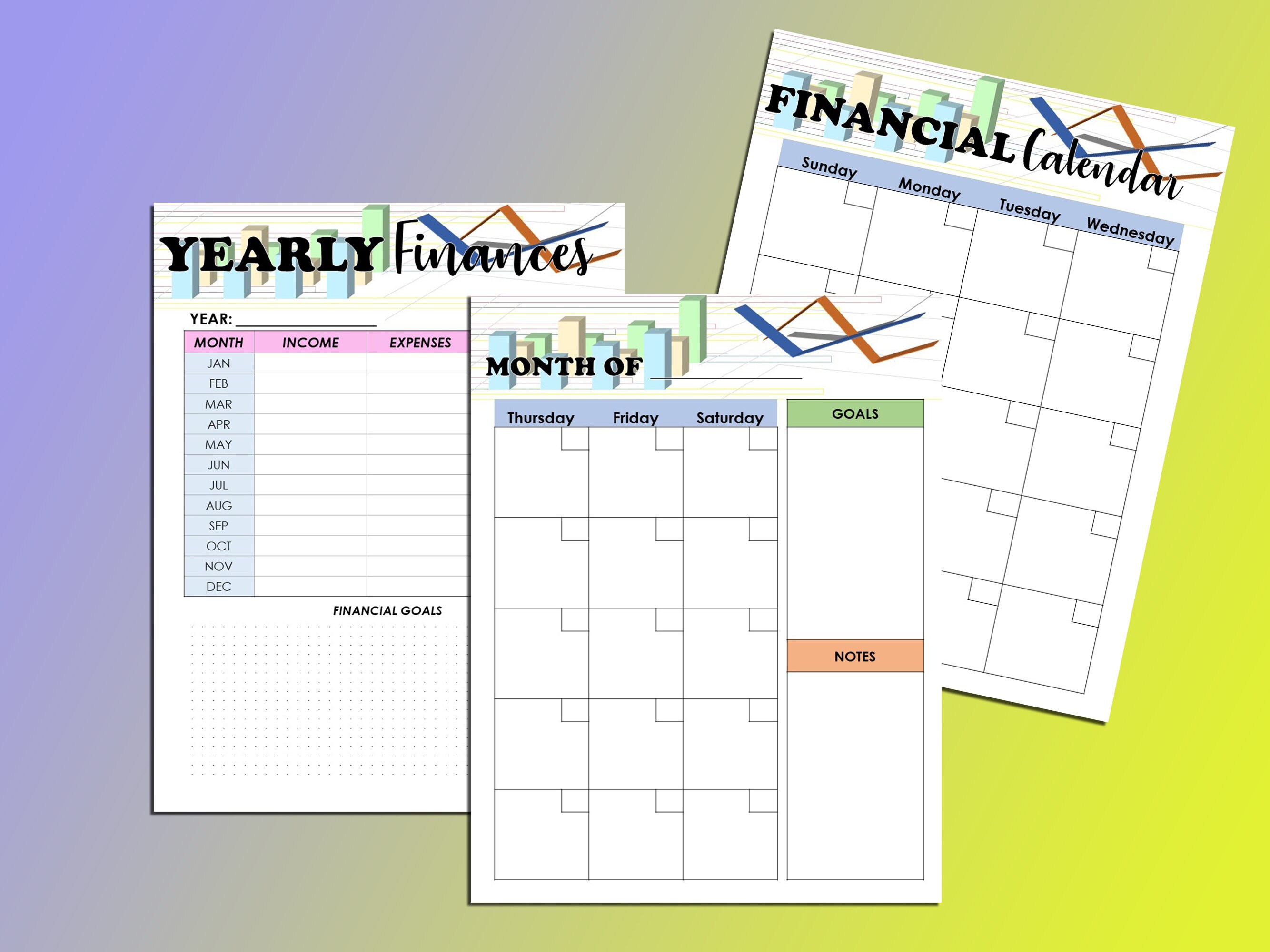 Financial Planner Printable Finance Digital Download Monthly