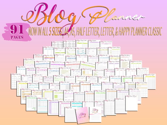 Ultimate Blog Planner Blog Post Printable Influencer Website Digital Download Brand Planner Classic Happy PDF Inserts A4 A5 Letter Half