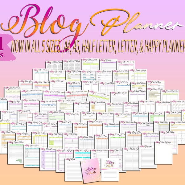 Ultimate Blog Planner Blog Post Printable Influencer Website Digital Download Brand Planner Classic Happy PDF Inserts A4 A5 Letter Half