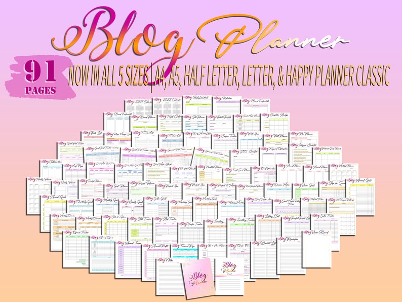 Ultimate Blog Planner Blog Post Printable Influencer Website Digital Download Brand Planner Classic Happy PDF Inserts A4 A5 Letter Half image 1