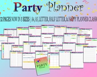 Event Planner Party Planner Printable Menu Planner Digital Download Budget To Do Liste Checkliste Classic Happy PDF Inserts A4 A5 Letter Half