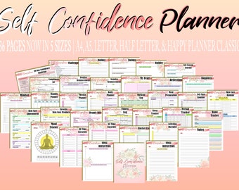 Self Care Kit Self Confidence Journal Worksheet Printable Self Esteem Mental Health Digital Download Classic Happy PDF Inserts A4 A5 Letter