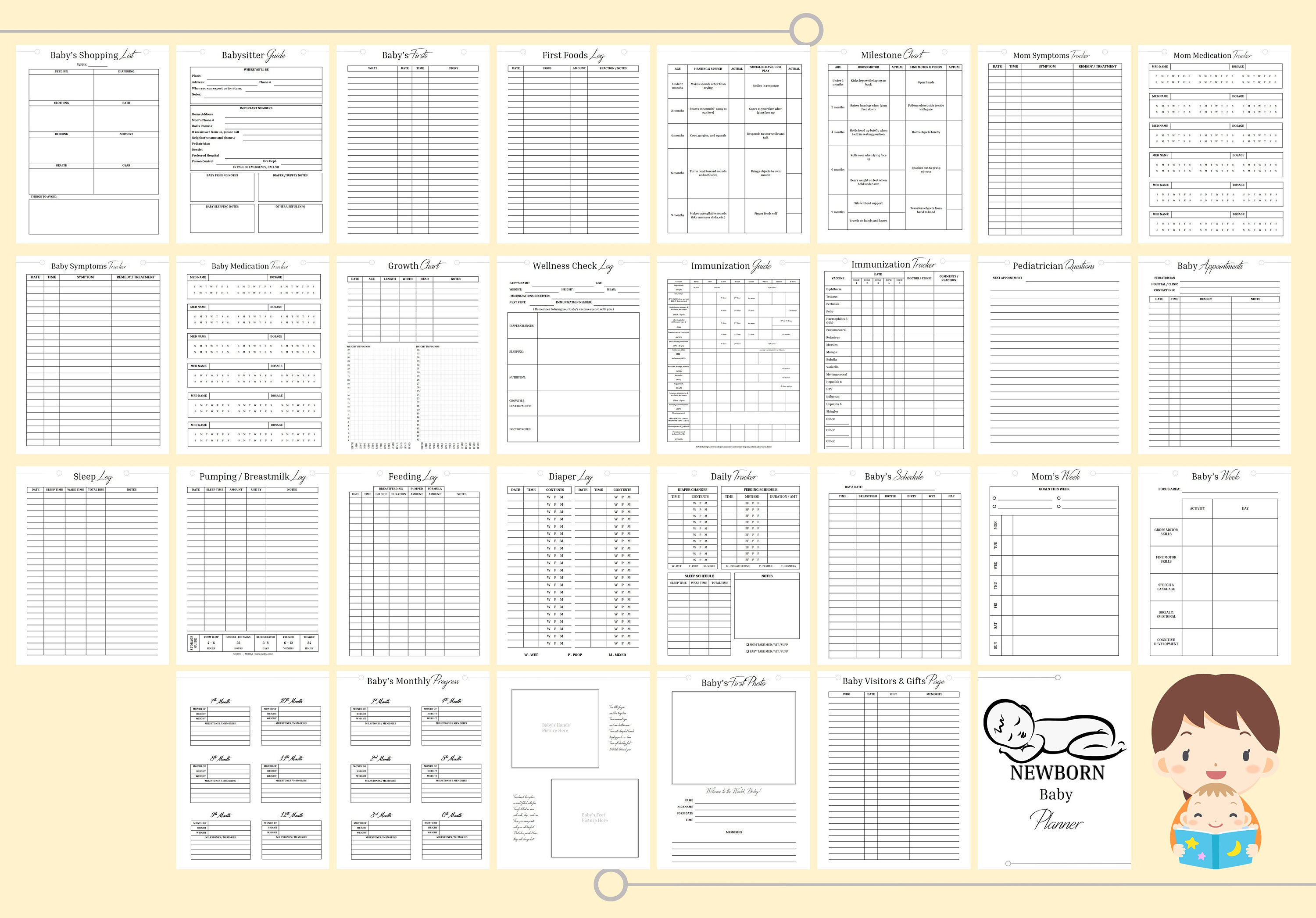 Newborn Baby Planner Digital Descargar Baby Book Recuerdos Imprimible
