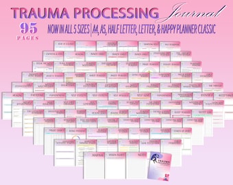 Trauma Processing Journal Grief Therapy Self Care Mood Tracker Planner Depression Printable Mental Health Digital Download Breakdown Emotion