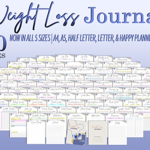Weight Loss Journal Tracker Planner Workout Fitness 30 Day Challenge Measurement Motivation Health Printable Digital Meal Habits Calories