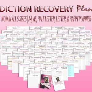 Addiction Recovery Worksheets Sobriety Planner Mental Health Self Care Relapse Prevention Printable Digital Mindfulness Self Development