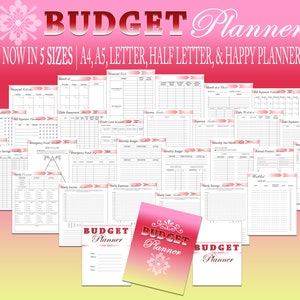 Budget Planner Printable Finance Digital Download Income Expense Tracker Money Planner Bill Pay Classic Happy PDF Inserts A4 A5 Letter Half