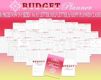 Planificador de presupuesto Finanzas imprimibles Descarga digital Rastreador de gastos de ingresos Planificador de dinero Bill Pay Classic Happy PDF Inserts A4 A5 Letter Half