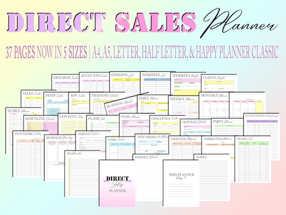 Direct Sales Planner MLM Printable Power Hour Small Business Digital Download Network Marketing Classic Happy PDF Inserts A4 A5 Letter Half