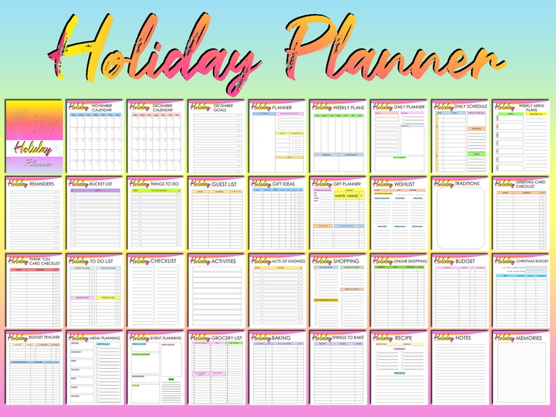 Weihnachts Planer Printable Holiday Planner Digital Download Geschenk Budget Xmas Decor Classic Happy PDF Einsätze A4 A5 Letter Half Bild 2
