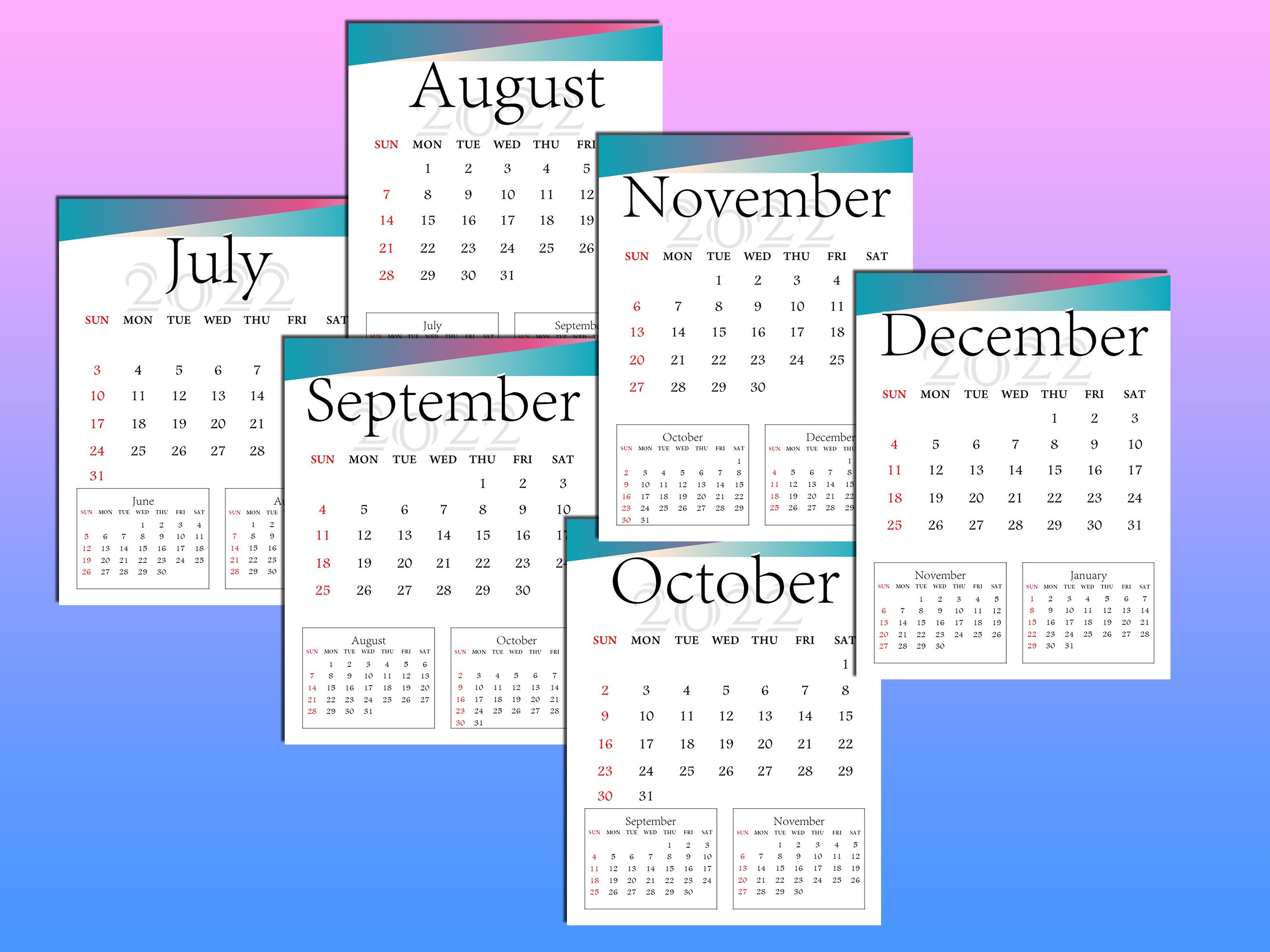 2022 Planner Annual Calendar Printable Digital Download Daily | Etsy