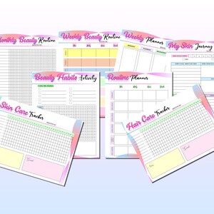 Beauty Planner Skincare Printable Self Care Planner Digital Makeup Glow ...