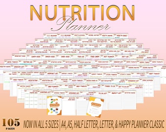 Weight Loss Planner Nutrition Journal Wellness Health Tracker Food Recipe Challenge Workout Fitness Printable Digital Meal Habits Calories