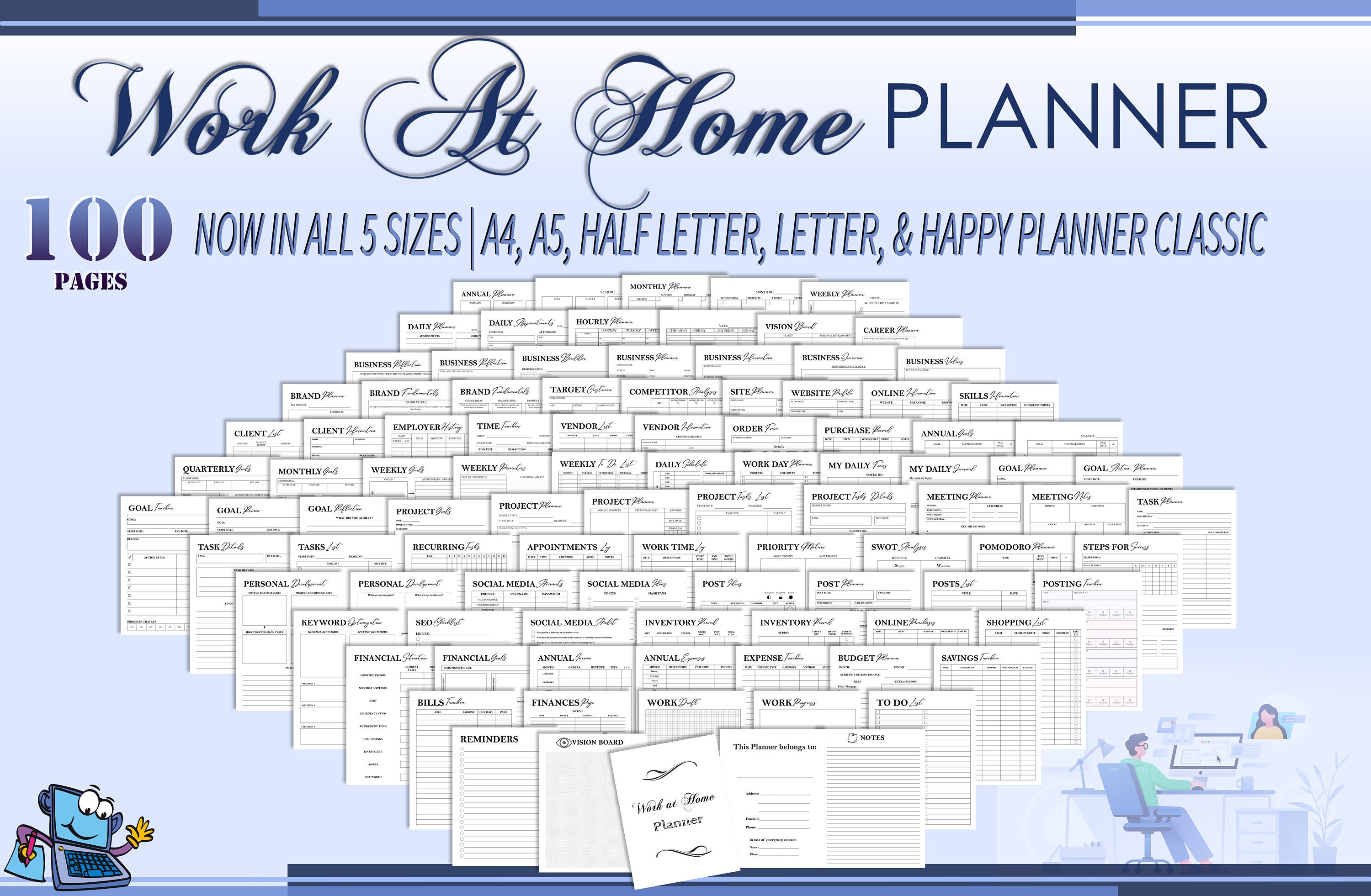 Work From Home Planner Printable Daily Work Planner Home Etsy