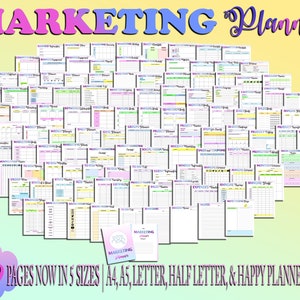 ULTIMATE Marketing Planner Contenido Empresarial Imprimible Redes Sociales Descarga Digital Planificador de Ventas Clásico Feliz PDF Insertar A4 A5 Media Carta