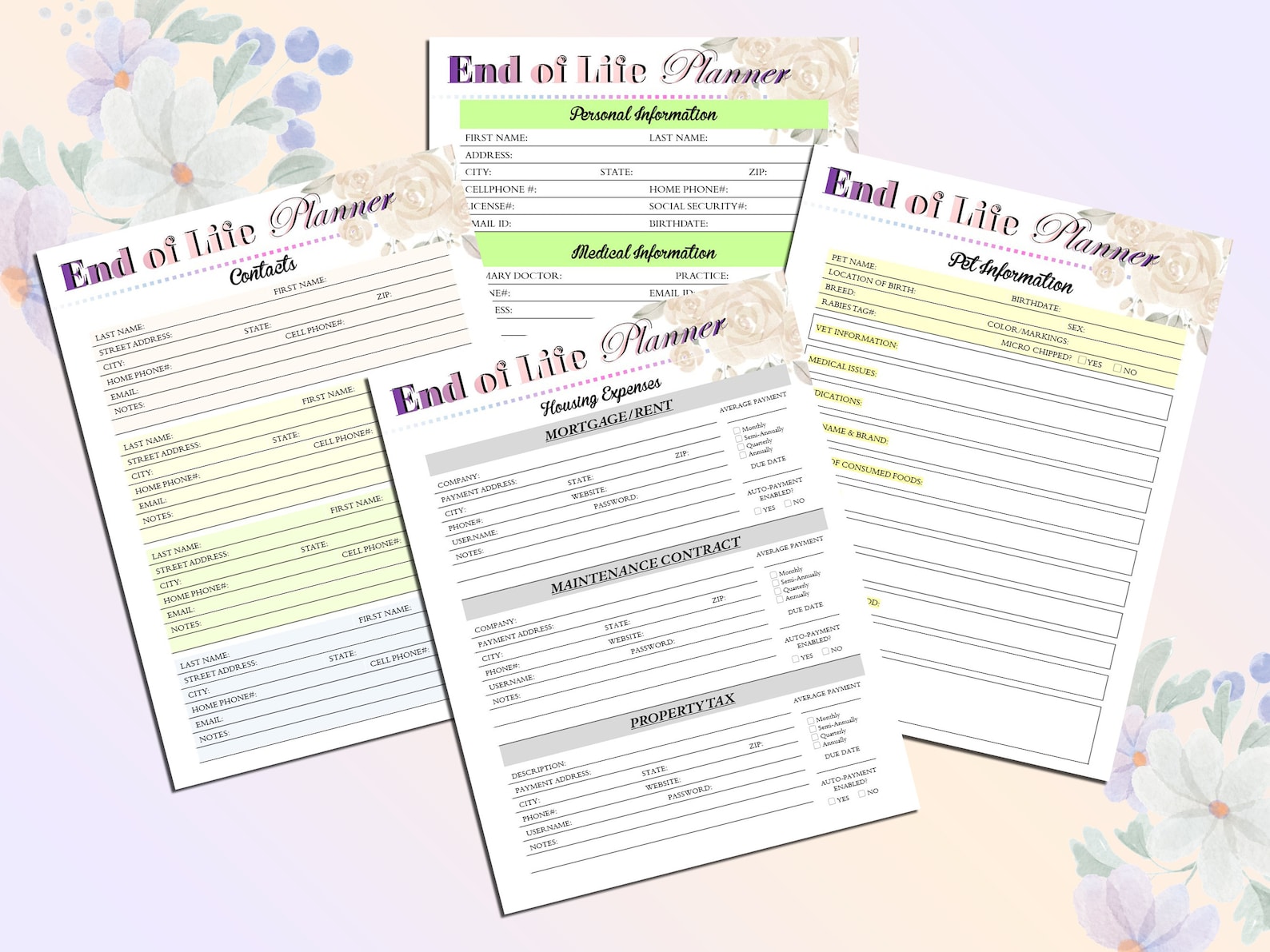 End of Life Planner Printable Final Preparations Emergency Etsy UK
