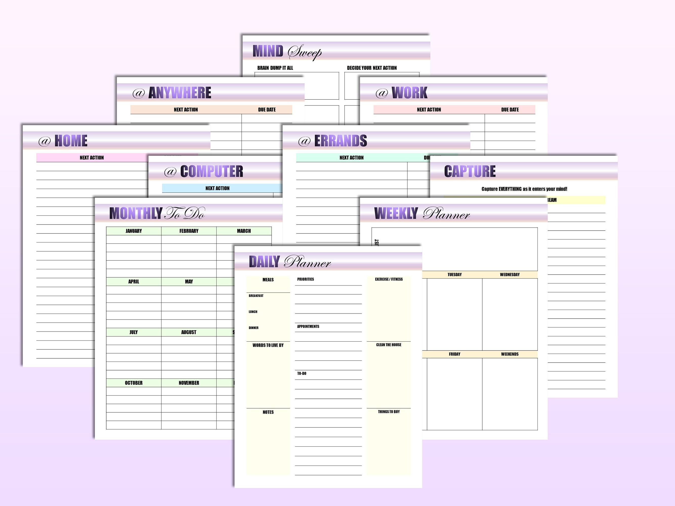Getting Things Done Planner GTD Daily Tasks Manager Productivity ...