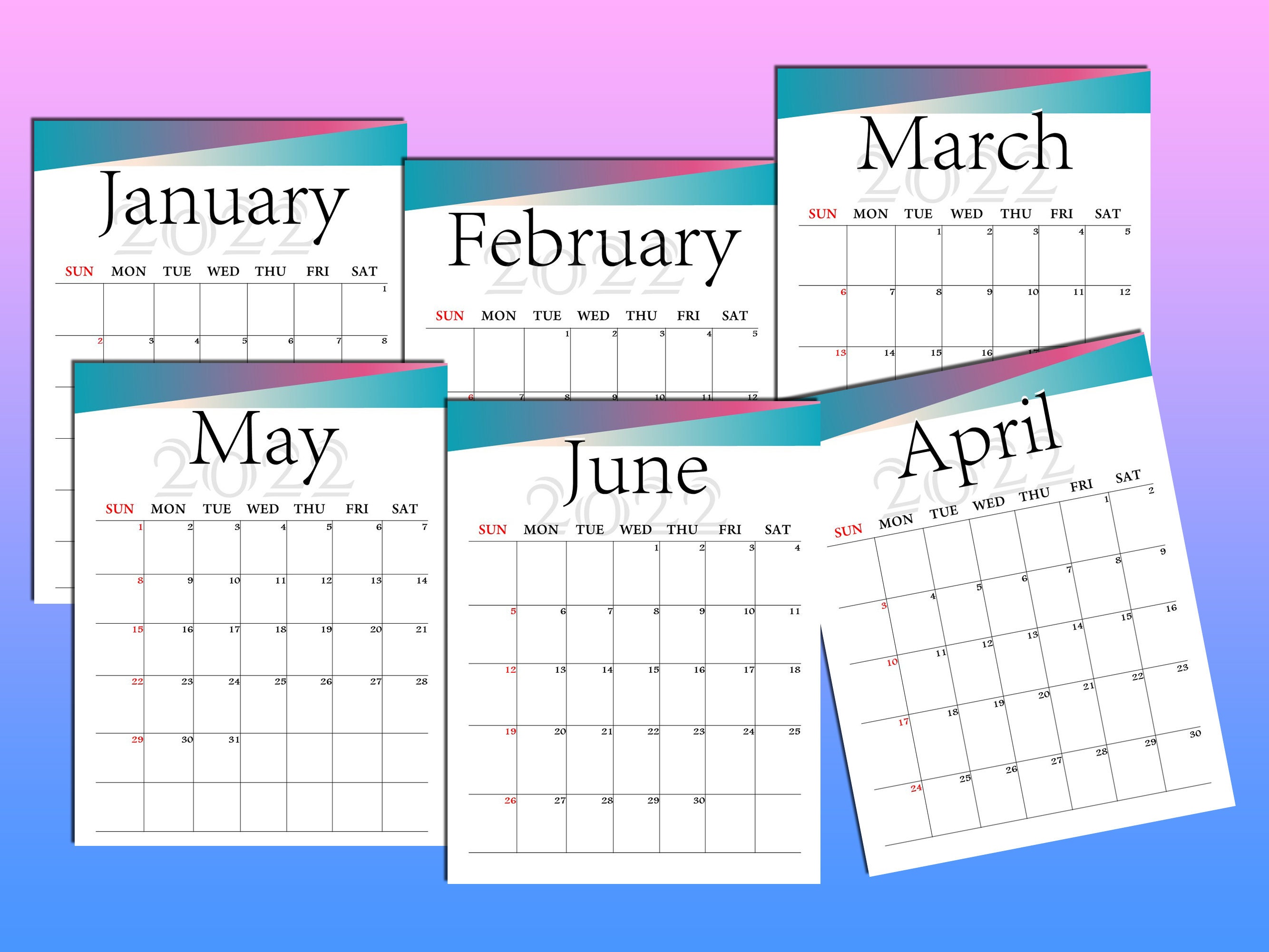 2022 Planner Annual Calendar Printable Digital Download Daily - Etsy