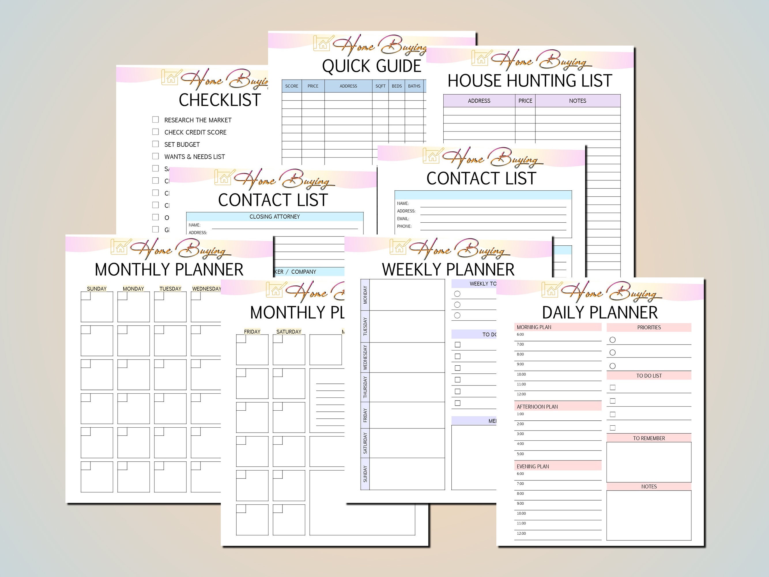 House Hunting Planner Home Buying Checklist Property Printable Project ...