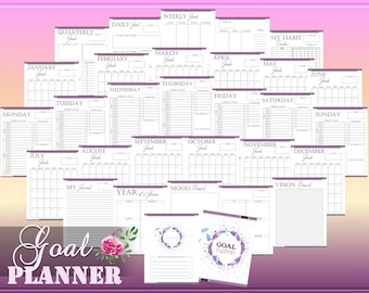 Goal Planner Printable Productivity Planner Goal Tracker Digital Download Goal Setting Workshop Classic Happy PDF Inserts A4 A5 Letter Half