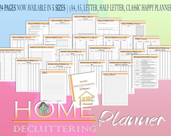 Home Decluttering Planner Printable Home Organizing Checklist Household Home Management Classic Happy PDF Inserts A4 A5 Letter Half