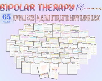 Ultimate Bipolar Therapy Anxiety Mood swings Manic Depressive DBT Recovery Mental Health Planner Printable Digital Download Happy
