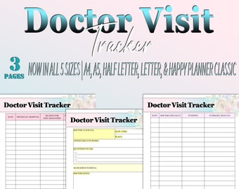 Doctor Visit Tracker Medical Planner Log Appointments Health Tracker Reminder Printable Digital Download Classic Happy PDF Inserts A4 Letter