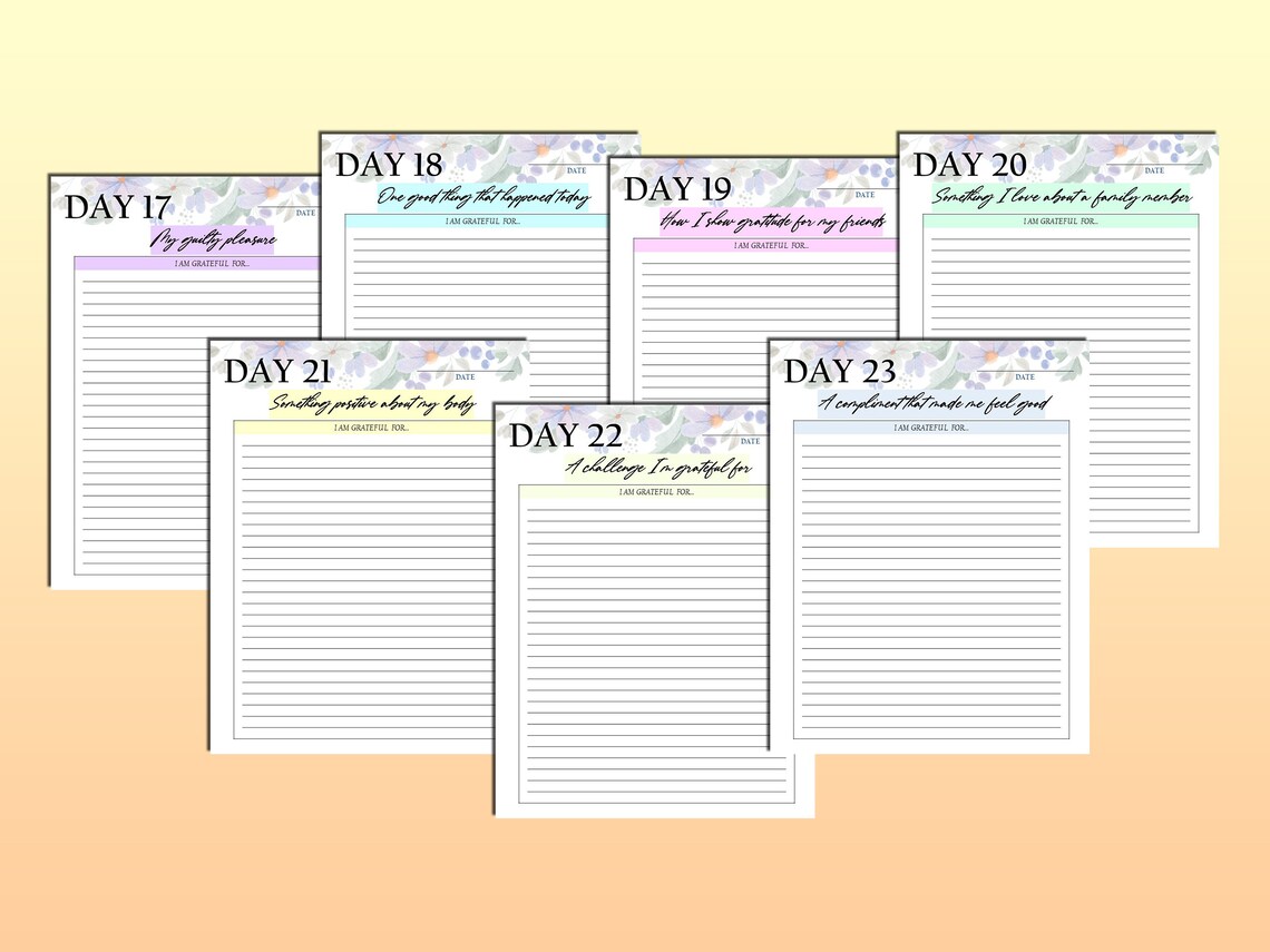 30 Day Gratitude Journal Printable Grateful Planner Mindfulness Digital ...