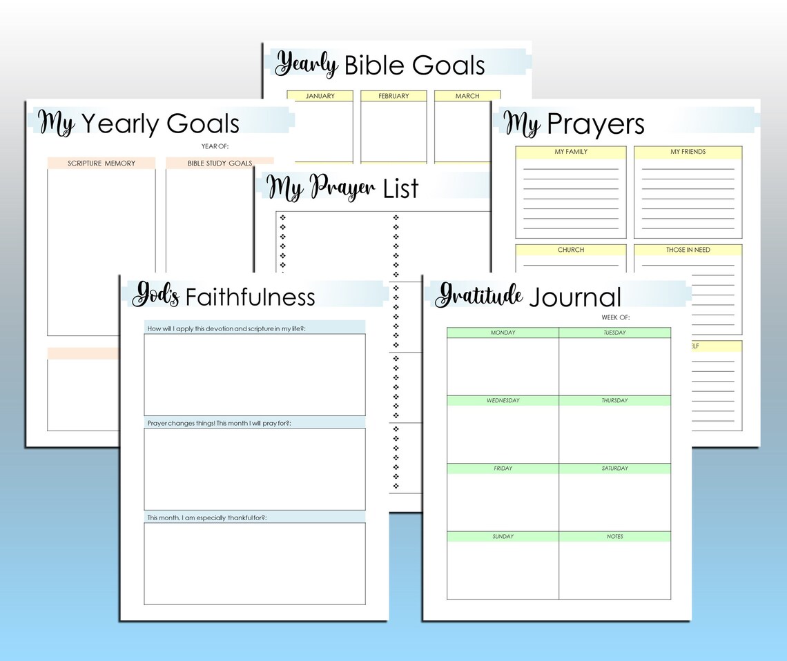 Devotional Journal Printable Bible Study Planner Prayer Journal ...