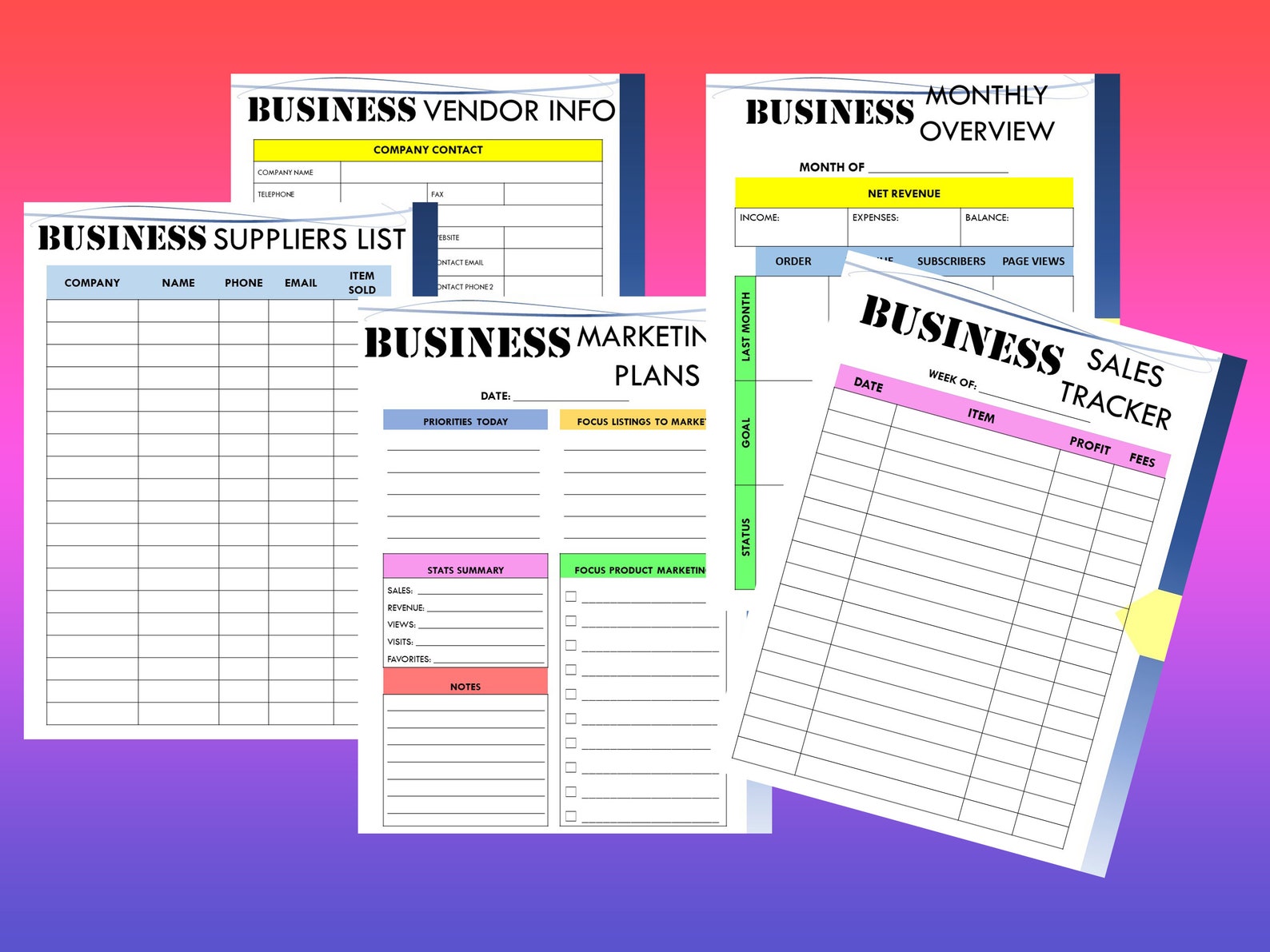 Etsy Shop Business Planner Printable Etsy Shop Planner Digital Etsy