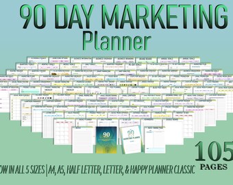 90 Day Marketing Planner Social Media Small Business Marketing Workbook Content Business Printable Digital Download Sales Planner