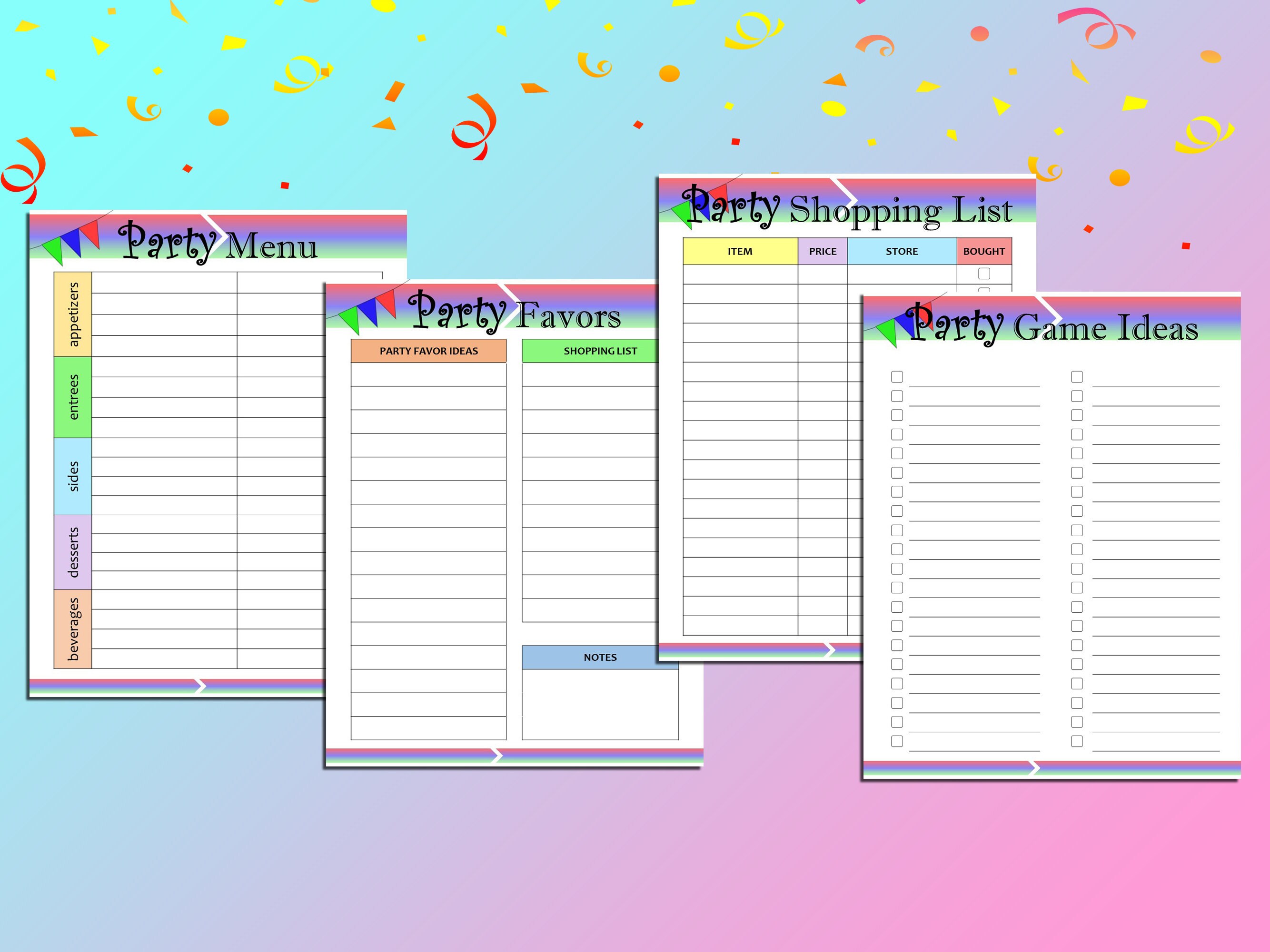 Event Planner Party Planner Printable Menu Planner Digital Download ...