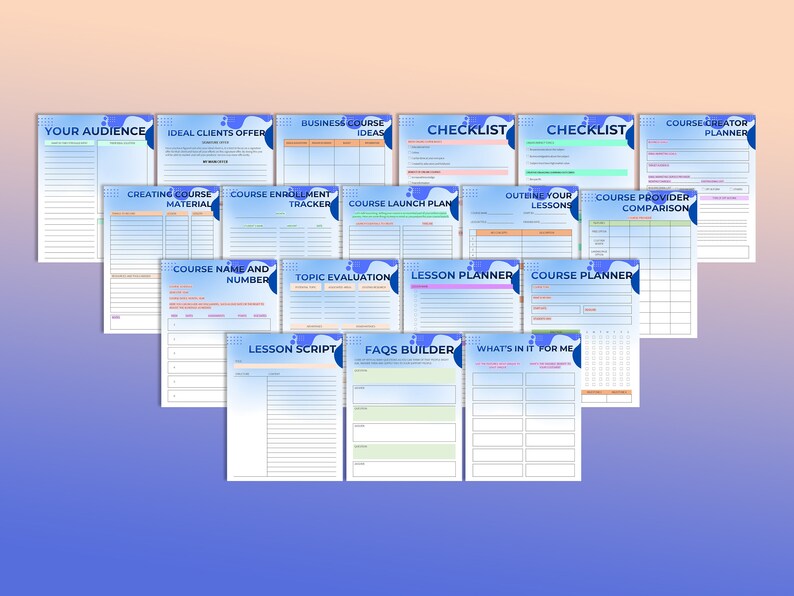 Online Course Creation Planner Printable Course Creator Workbook Online ...