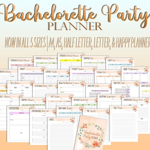 Junggesellinnenabschied Planer Printable Junggesellinnenabschied Budget Geschenke Hochzeit Floral Digital Download Hochzeit Classic Happy PDF Einsätze A4 A5 Letter