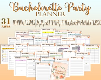 Vrijgezellenfeest Planner Afdrukbare vrijgezellenfeest Budget Geschenken Bruiloft Bloemen Digitale Download Bruiloft Klassieke Happy PDF Voegt A4 A5 Letter in