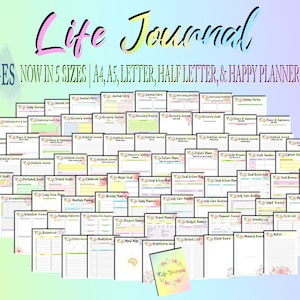 Planificador de vida Diario de autocuidado Felicidad imprimible Descarga digital Objetivos de gratitud Clásico Feliz PDF Inserta Carta A4 A5