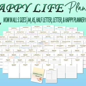 Happy Life Planner Self Care Journal Happiness Changer Imprimible Versátil Descarga Digital Life Binder Classic Happy PDF Inserta Carta A4