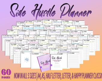 Side Hustle Freelance Business Planner Printable Solopreneur Budget Goals Digital Download Work from Home Small Business Classic Happy