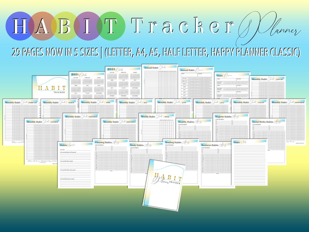 Habit Tracker Planner Printable Monthly Planner Digital Download ...