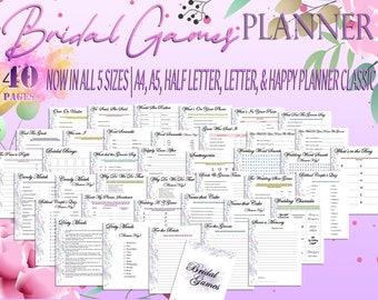 Bruidsdouche Games Planner Bundel Afdrukbare Bruiloft Bloemen Digitale Download Bruiloft Binder Kit Klassieke Happy PDF Inserts A4 A5 Letter Half