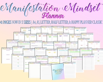 Manifestation Journal Intentions Planner Printable Law of Attraction Digital Download Classic Happy PDF Inserts A4 A5 Letter