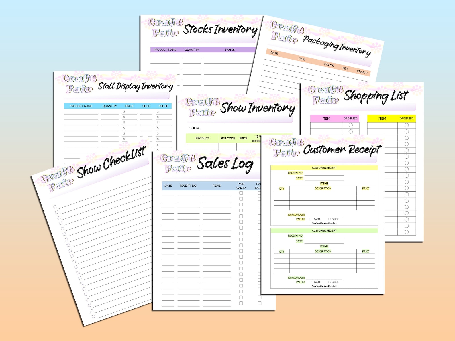Craft Fair Planner Craft Show Templates Small Business Organizer ...