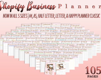 Shopify Store Business Planner Side Hustle Freelance Printable Solopreneur Budget Goals Ecommerce Work from Home Small Business Worksheet