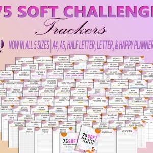 75 Soft Challenge Tracker Weight Loss Journal Easy Planner Workout Fitness Printable Digital Meal Habits Calories Self Improvement Classic